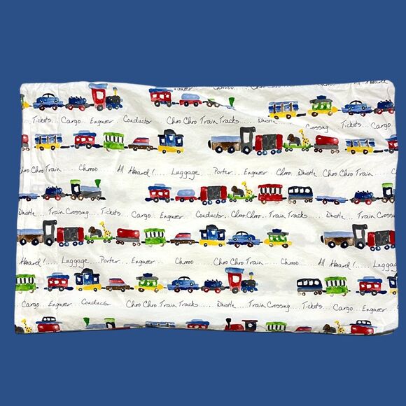 Pottery Barn Train Animals Pillow Case Standard Cover Kid Pillowcase Replacement - Picture 9 of 9